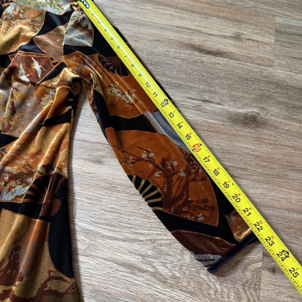 VTG 90s Y2K CLIO Velvet Duster Kimono Dragon Asian Mandarin Vamp Velour | PL - Picture 7 of 10